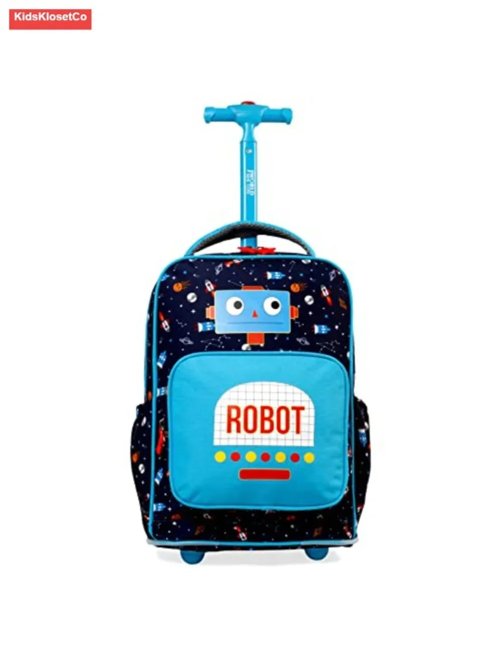 Rolling Backpack for Kids, Carry-On Luggage with Wheels, Adjustable Handle,